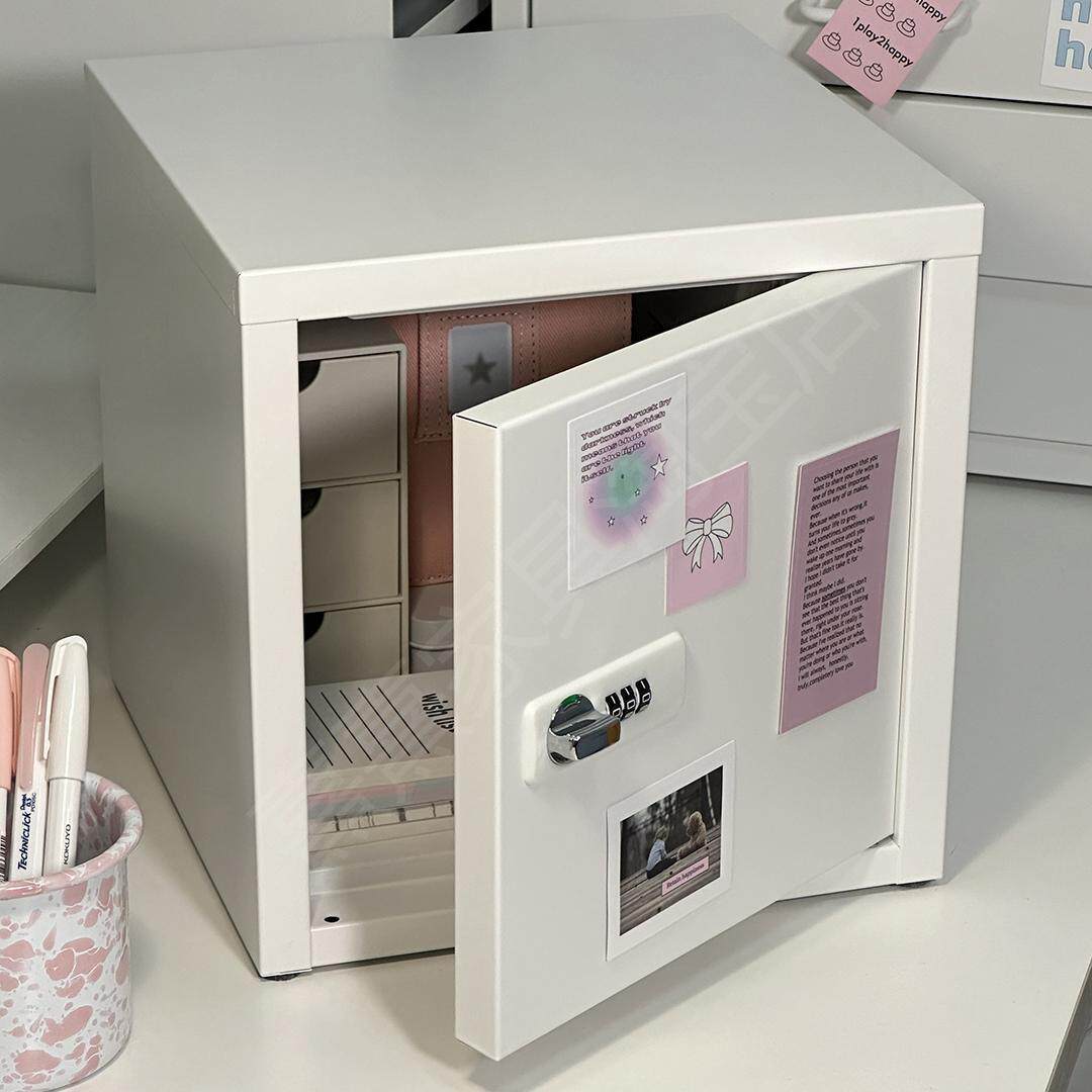 小型家用桌面铁皮保险密码柜学生贵重物品手机电脑收纳箱保管盒