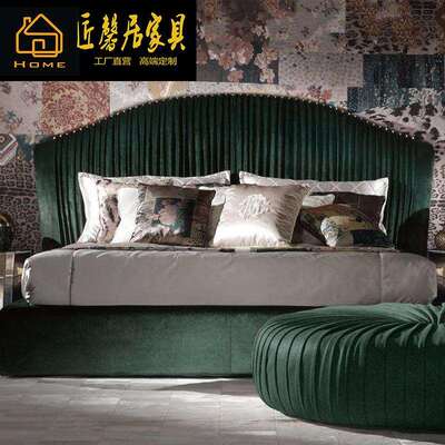 意式双人床布艺床主卧简约公主床1.8米经济型储物床6尺婚床家具