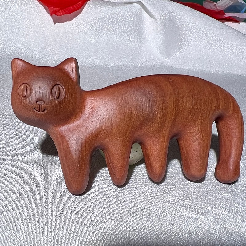 天然绿檀木梳子头部按摩梳头皮经络全身疏通静电按摩器网红款木梳