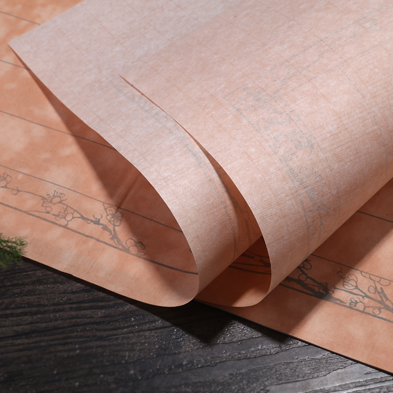 艺墨轩复古蜡染洒金宣纸仿明清梅花素笺古风条屏虎皮宣半生半熟宣