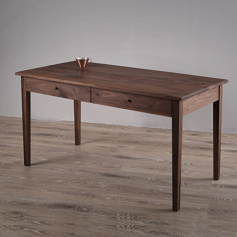 胡桃木书桌简约全实木白橡木原木书桌 北欧双人书桌订做