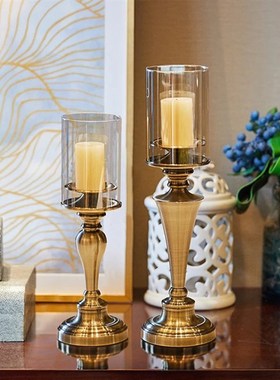 欧式家居饰品摆件样板房装饰金属烛台创意书房客厅复古装饰工艺品