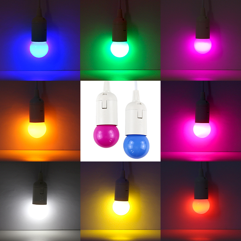 E27螺口1W瓦七彩LED户外室内装饰红橙黄绿白蓝紫色节能彩色灯泡