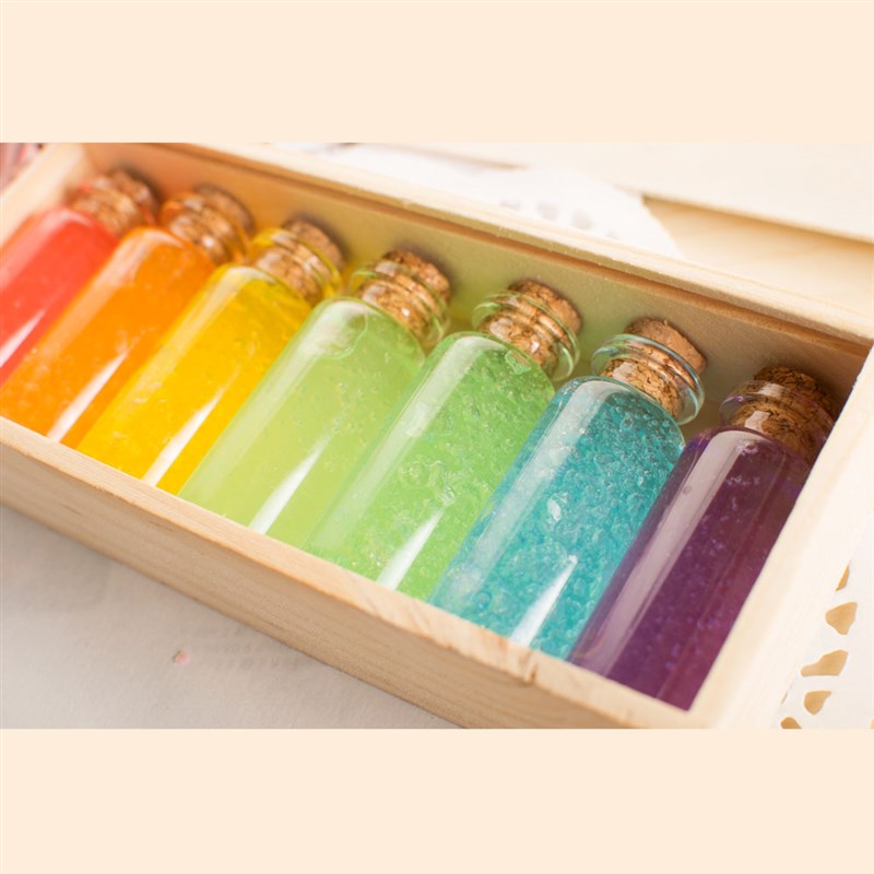 木盒装小玻璃瓶收纳创意礼物手工材料装木塞瓶套装透明彩虹许愿瓶