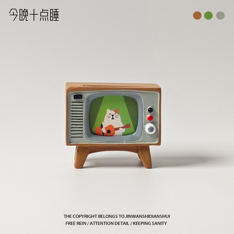 十点睡!定制照片日式家居桌面小摆件电视机模型迷你生日礼物男女