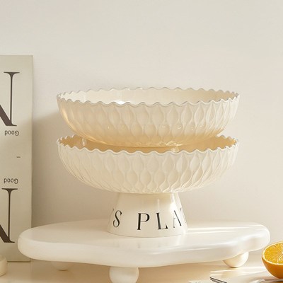 水果盘家用客厅茶几2023新款高颜值奶油风糖果盘子前台零食摆放盘