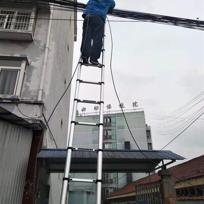 直梯升降单面伸缩梯子家用折叠加长加厚铝合金工程梯一字梯阁楼梯