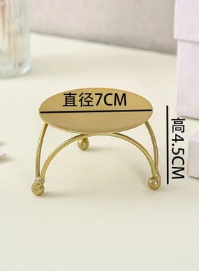 北欧复古圆形金色黑色香薰蜡烛托台铁艺托盘座摆件小烛台蜡台烛碟