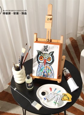 法式奶油风绘画主题装饰品样板间飘窗书桌桌面摆件儿童房彩色摆设