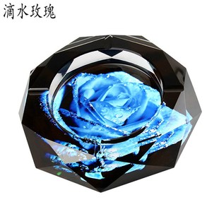 时尚 潮流 水晶玻璃烟灰缸创意个性 家用客厅高档定制LOGO大号欧式