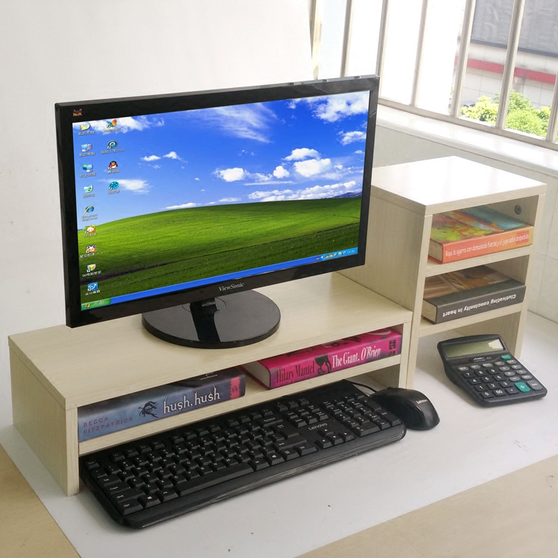 电脑显示器增高架液晶屏幕支架办公桌面键盘收纳双层底座架置物架