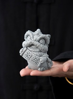 新中式国风石狮子一对招财进宝醒狮家居桌面装饰品工艺品创意礼品
