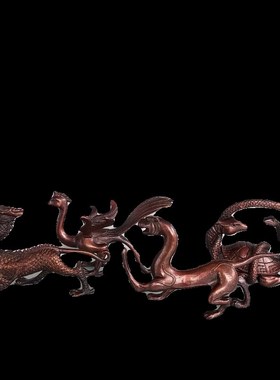 纯铜四大神兽青龙白虎朱雀玄武四方位铜制摆件家居动物办公室装饰