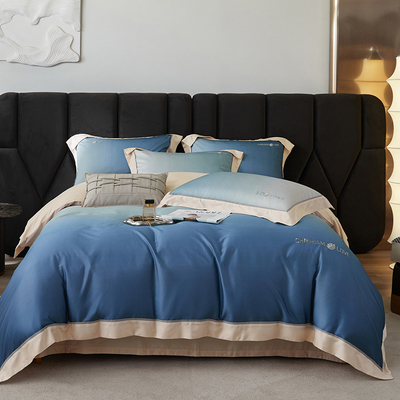 高端120支加厚磨毛全棉四件套纯棉床单被套床笠渐层轻奢秋冬床品