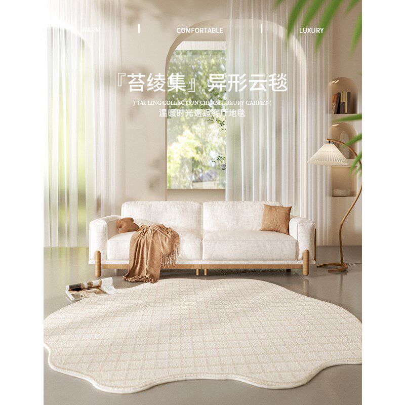 地毯客厅奶油风不规则卧室床边毯沙发茶几主桌梳妆台防水耐脏地垫