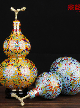 收藏礼品 景泰蓝葫芦花瓶摆件铜胎掐丝礼物商务北京特色手工艺品