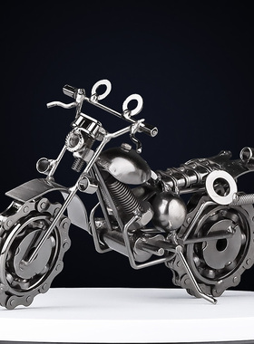 创意铁艺摩托车复古摆件家居客厅玄关酒柜装饰品房间工艺品小摆设