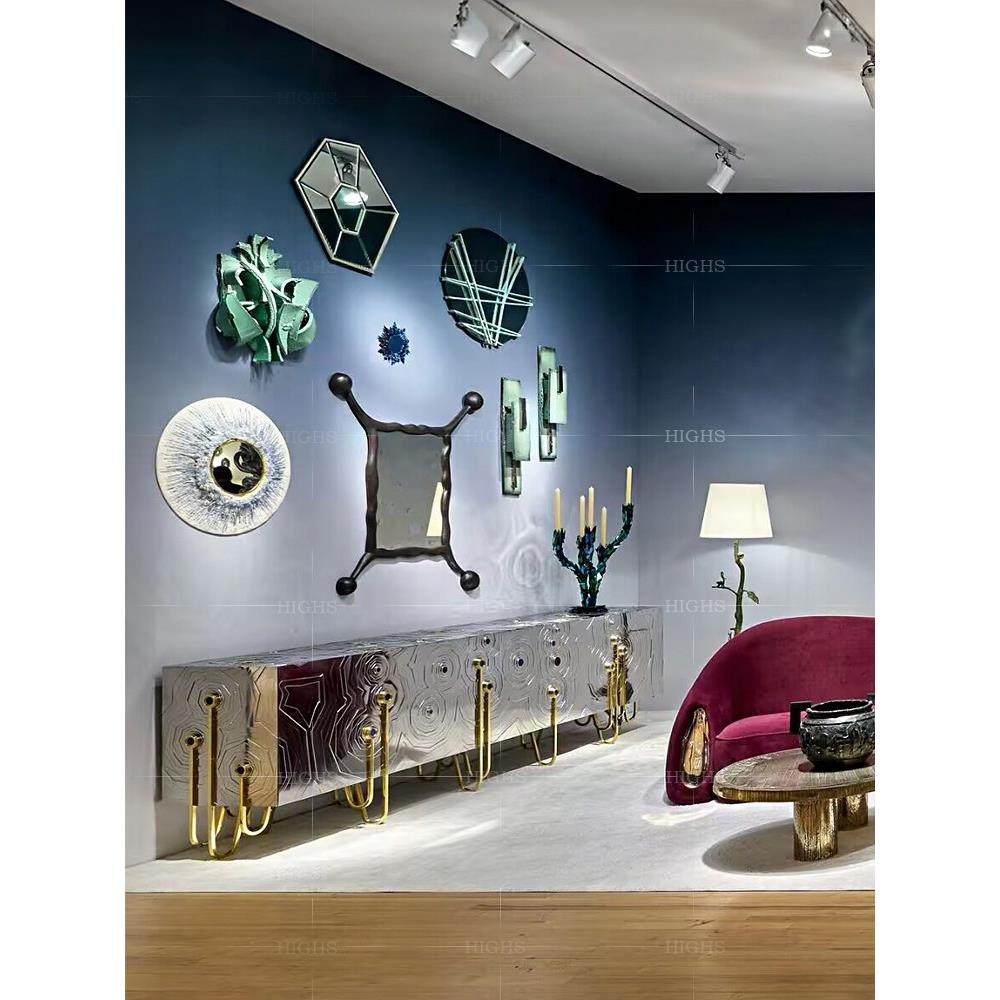 轻奢高级感不锈钢餐边柜别墅豪宅家用创意玄关柜设计师时尚储物柜,住宅家具,餐边柜,淘宝优惠券,粉丝福利购,淘宝优惠卷