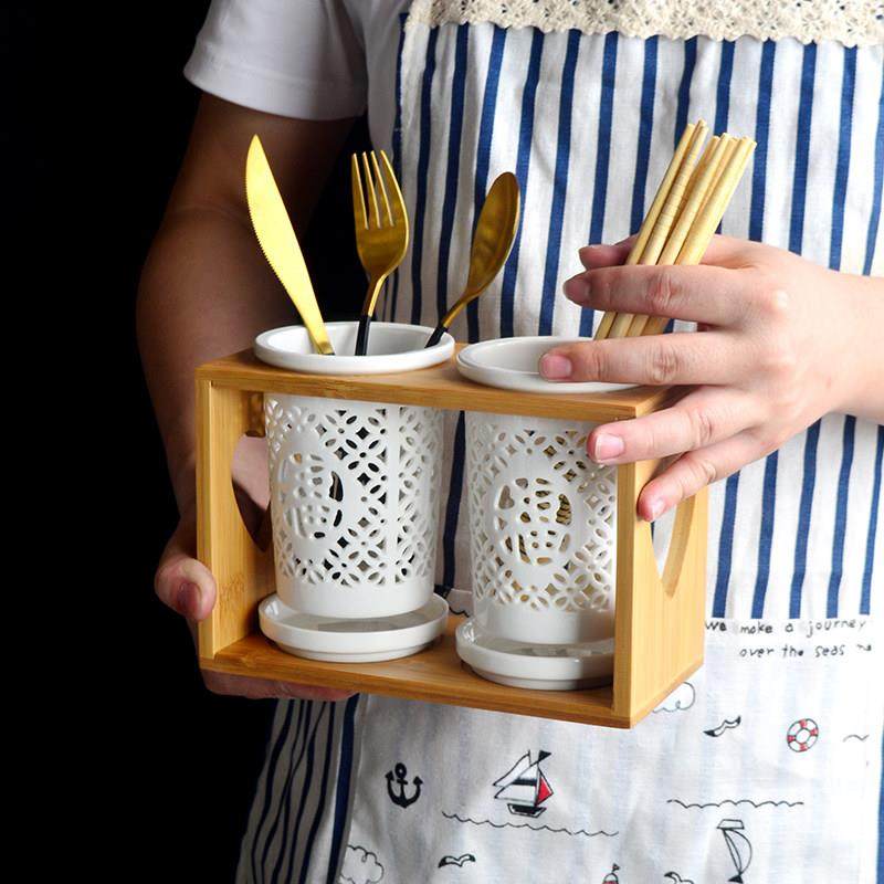 北欧陶瓷筷子筒置物架沥水盘厨房收纳盒桶筷子笼家用餐厅筷篓防霉,餐饮具,餐具笼/架,淘宝优惠券,粉丝福利购,淘宝优惠卷