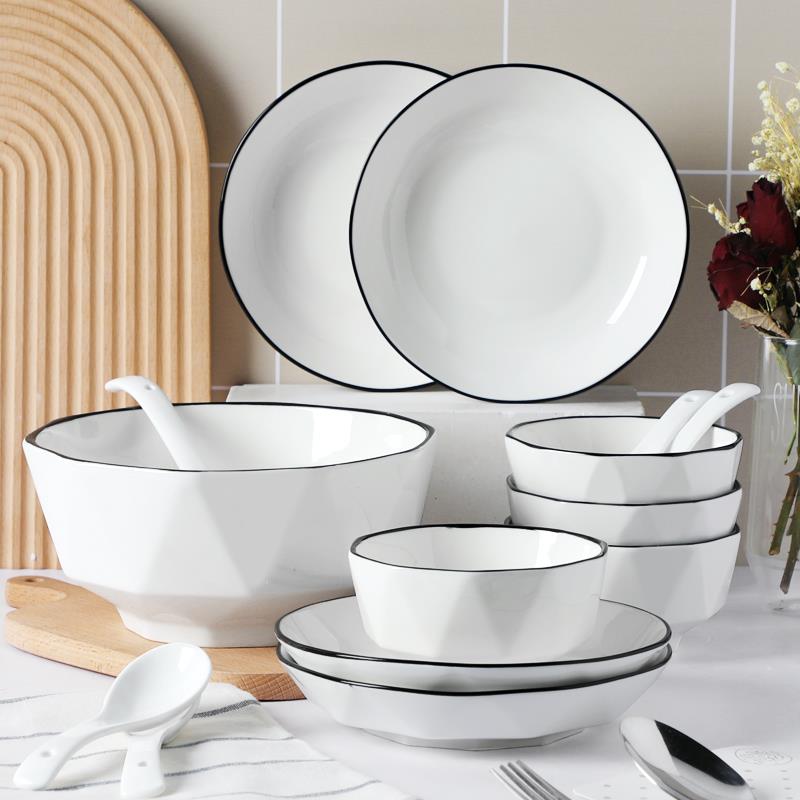 2022年新款钻石碗碟套装家用简约北欧风碗盘碗筷组合汤碗盘子盘子