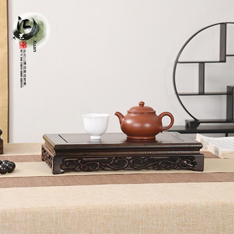 实木乌木外国花切方形雕刻盆景展示基地茶壶花瓶香炉奇石茶道装饰