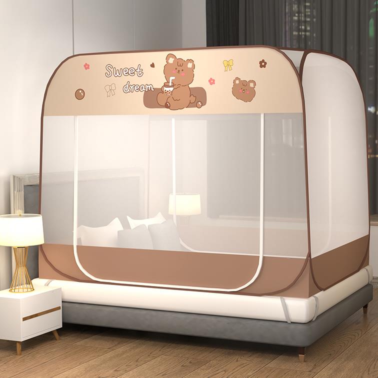 免安装蒙古包1.5床双门加密1m宽蚊帐家用1.8大方顶儿童防摔2米床