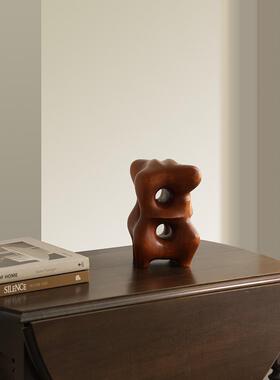 形上中古风实木小众雕塑Hartoyo经典覆刻精致几何体桌面装饰摆件