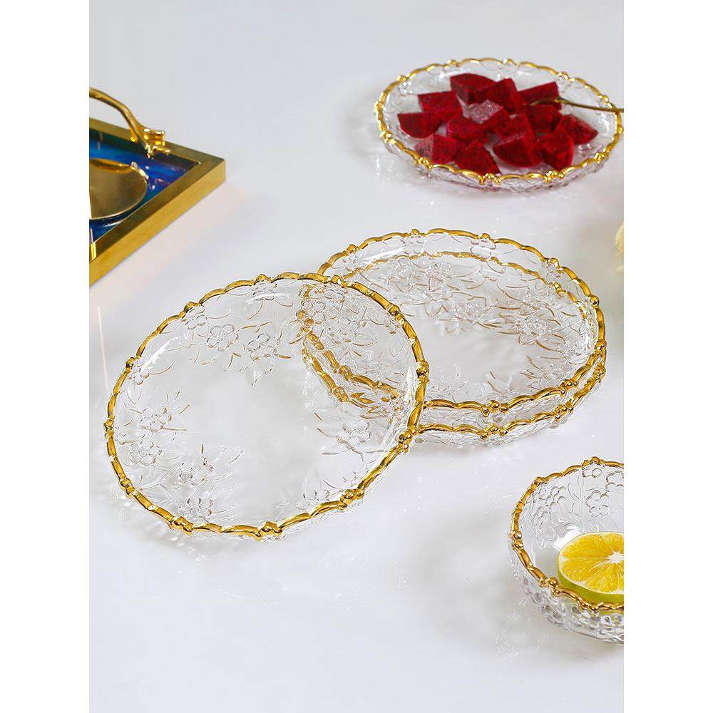 欧式玻璃高脚水果盘客厅家用茶几干果碟中号零食盘结婚糖果盘子,餐饮具,果盆/果盘/果篮,淘宝优惠券,粉丝福利购,淘宝优惠卷