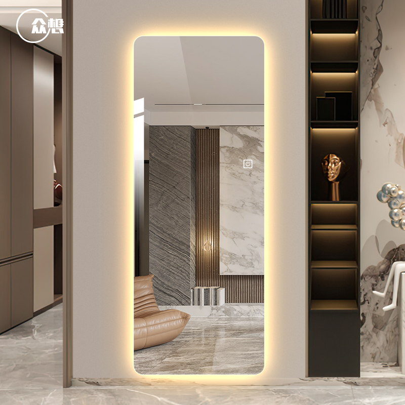 智能带灯全身镜无框挂墙式试衣镜壁挂家用led穿衣镜子玄关装饰镜