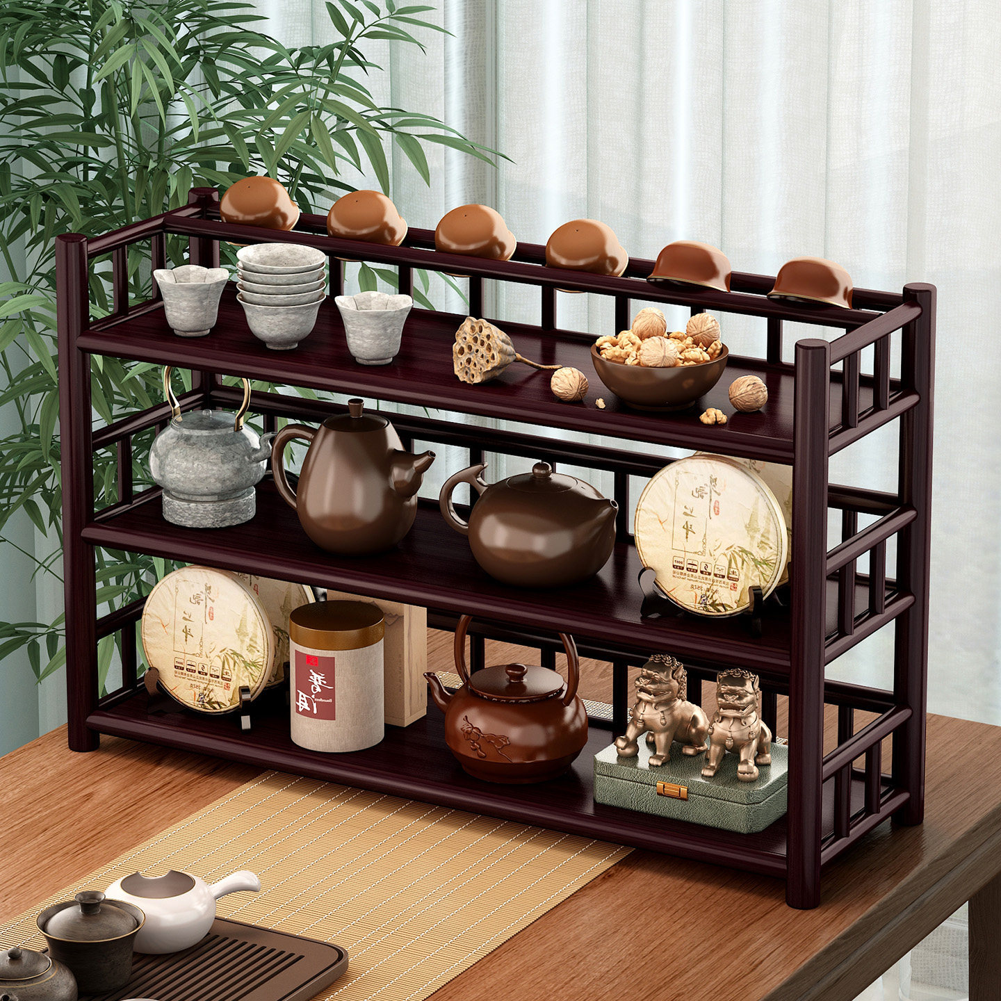 桌面置物架多层收纳架茶室小型台式博古架非实木新中式沥水茶杯架,住宅家具,多宝格/博古架,淘宝优惠券,粉丝福利购,淘宝优惠卷