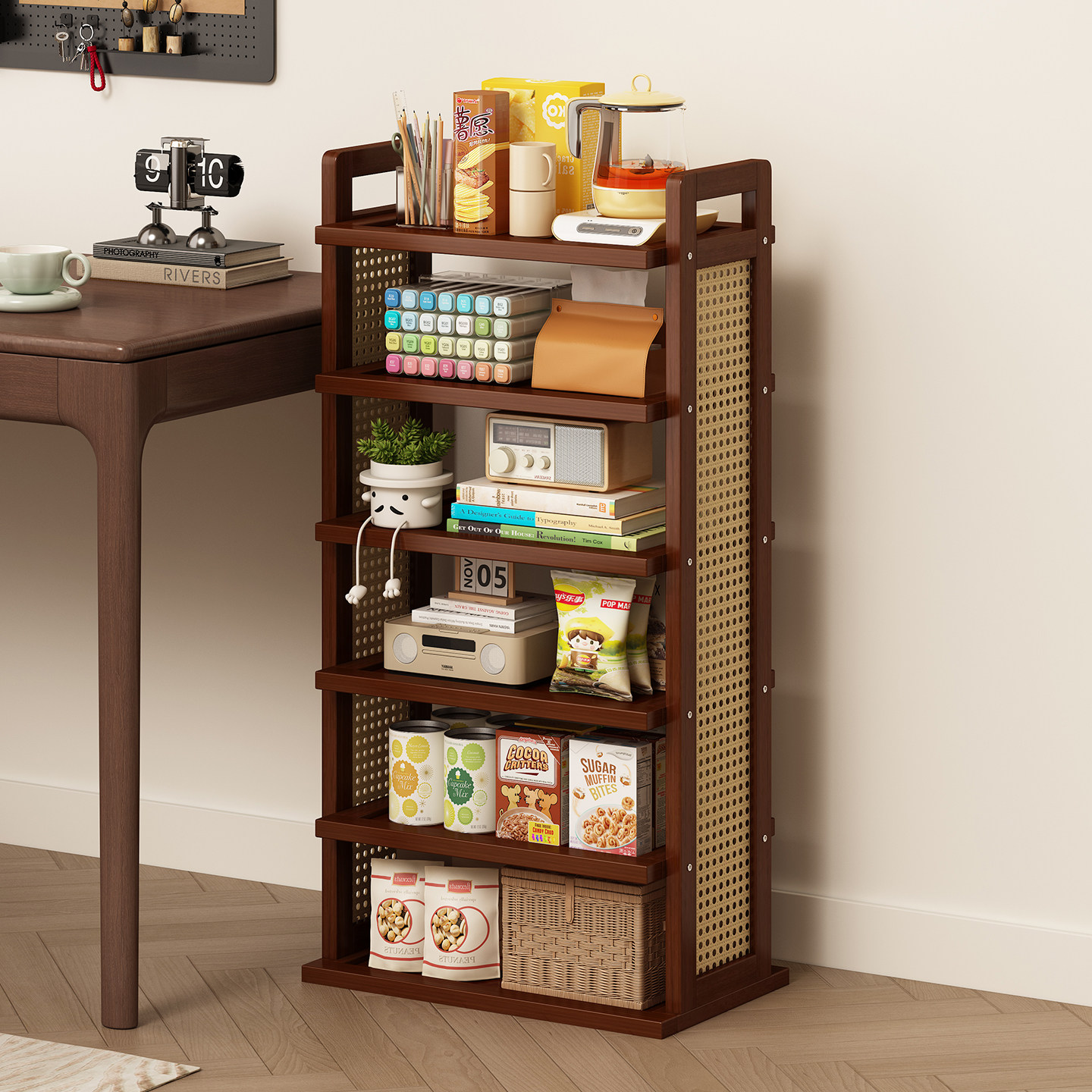 置物架多层收纳架实木书架桌面儿童玩具整理架小空间拐角陈列鞋架