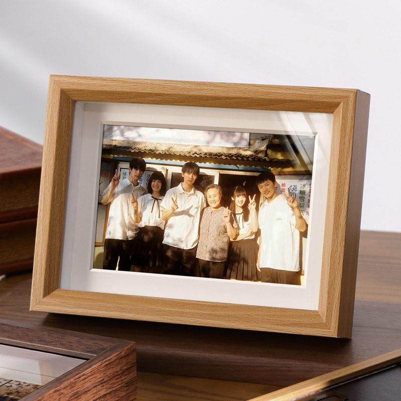 相框空框照片定制摆台高级感洗相片做成相册中空立体6寸7寸实木质