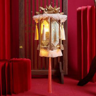 彷古风六角宫灯笼 宫廷拍照道具跳舞蹈手工木质羊角灯步摇灯成品