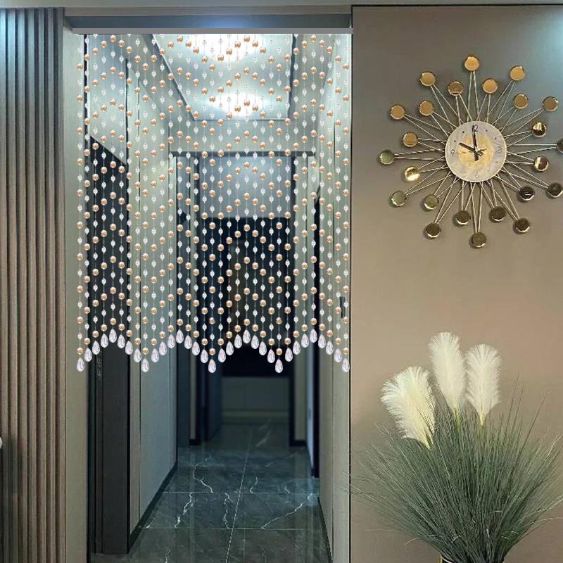 2025年新款水晶珠帘客厅隔断帘珠子串珠玄关风水门帘子现代简约风