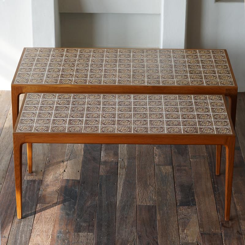 简约北欧家用客厅实木茶几小桌子阳台柚木瓷砖小花几