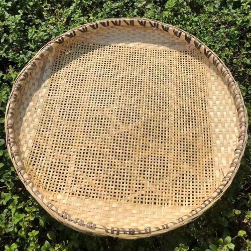 竹编筛子无孔晒匾圆簸箕家用晾晒有孔米筛竹制品农家饭店装饰竹匾