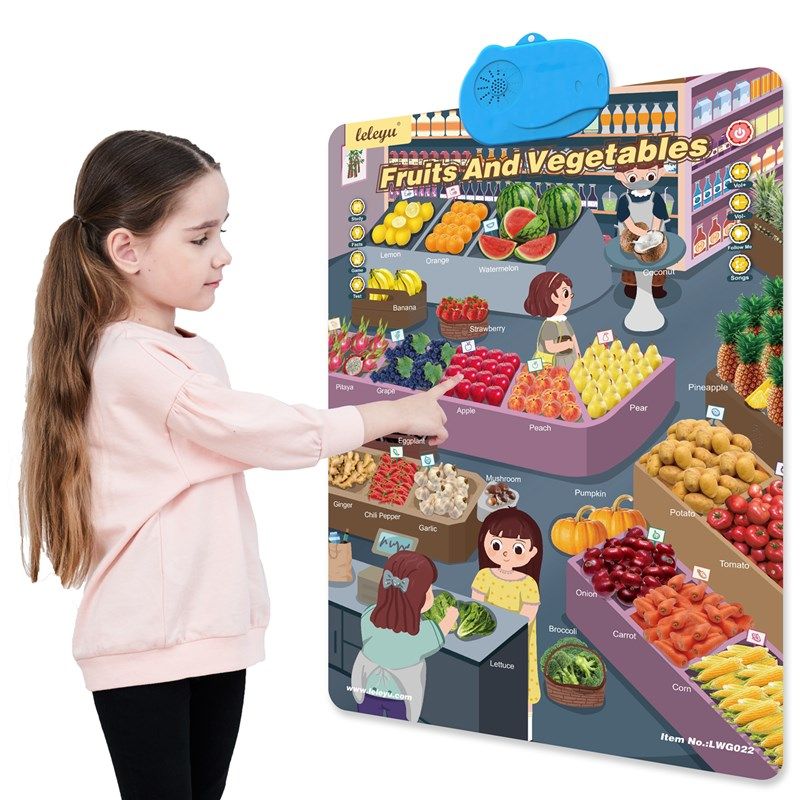 小学三年级英文水果蔬菜名称有声挂图益智玩具百科知识趣味问答,玩具/童车/益智/积木/模型,玩具挂图/认知卡,淘宝优惠券,粉丝福利购,淘宝优惠卷
