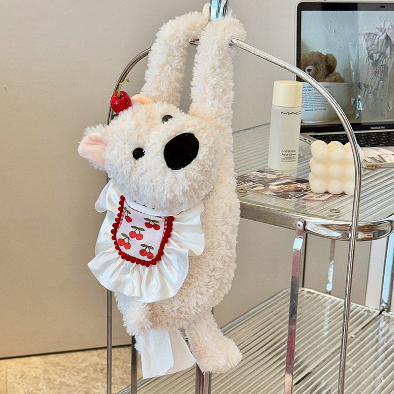 可爱西高地纸巾盒小狗纸巾袋挂式车载抽纸盒厕所卫生W间纸巾收纳