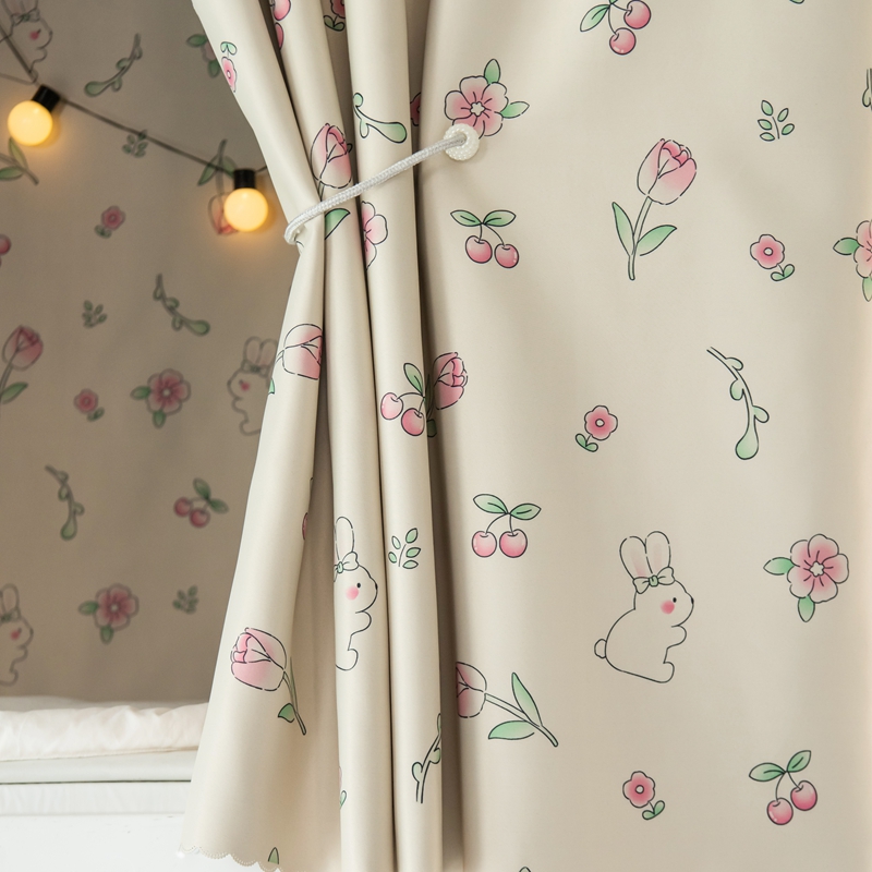 大学生宿舍床帘加厚强遮光上铺寝室下铺女简约下桌帘W卡通窗帘床