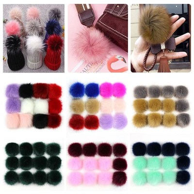 12pcs 8cm Coloful False Hairball Hat Ball Fur Pompom Fake Fo