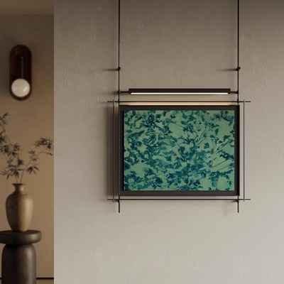 中式古风墙壁灯装饰画高级挂饰高级不锈钢金属支架玄关茶室挂画