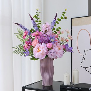 饰摆设花艺摆件高级感餐桌插花 高档仿真花轻奢高端新年花束假花装