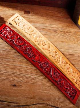 朝板笏奏板桃木雕刻双龙朝简原木色红色红48厘米朝板奏板笏板圭简