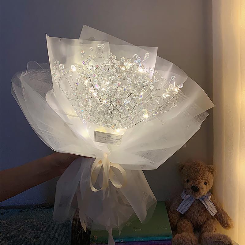 ins满天星花束手工diy材料带灯送男友网红干花成品女闺蜜生日礼物