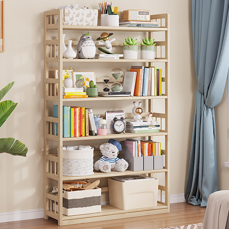 卧室实木学生教室用放书架家用小型床头收纳书柜阅读展示简易落地