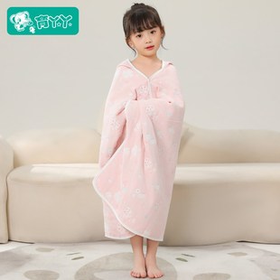 沙滩巾 斗篷浴巾宝宝洗澡女童游泳带帽子吸水卡通浴袍可穿式