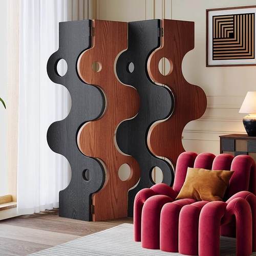 复古实木屏风隔断宋式美学民宿酒店实木客厅玄关折叠可移动遮挡帘