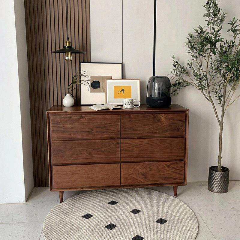 新中式北美黑胡桃木六斗柜宋式美学禅意储物柜酒店装饰柜家具