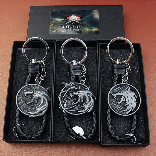steam游戏TheWitcher3狂猎挂件巫师3狼头钥匙扣圈链猎魔人包饰品