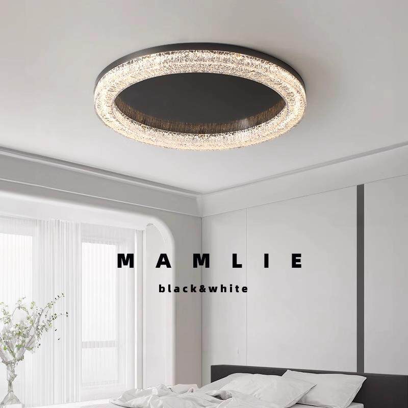 意式极简主卧室灯led树脂吸顶灯现代简约高端轻奢水晶冰裂客厅灯